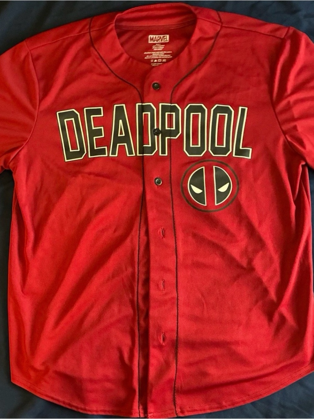 Marvel Deadpool Red Button-Up Jersey